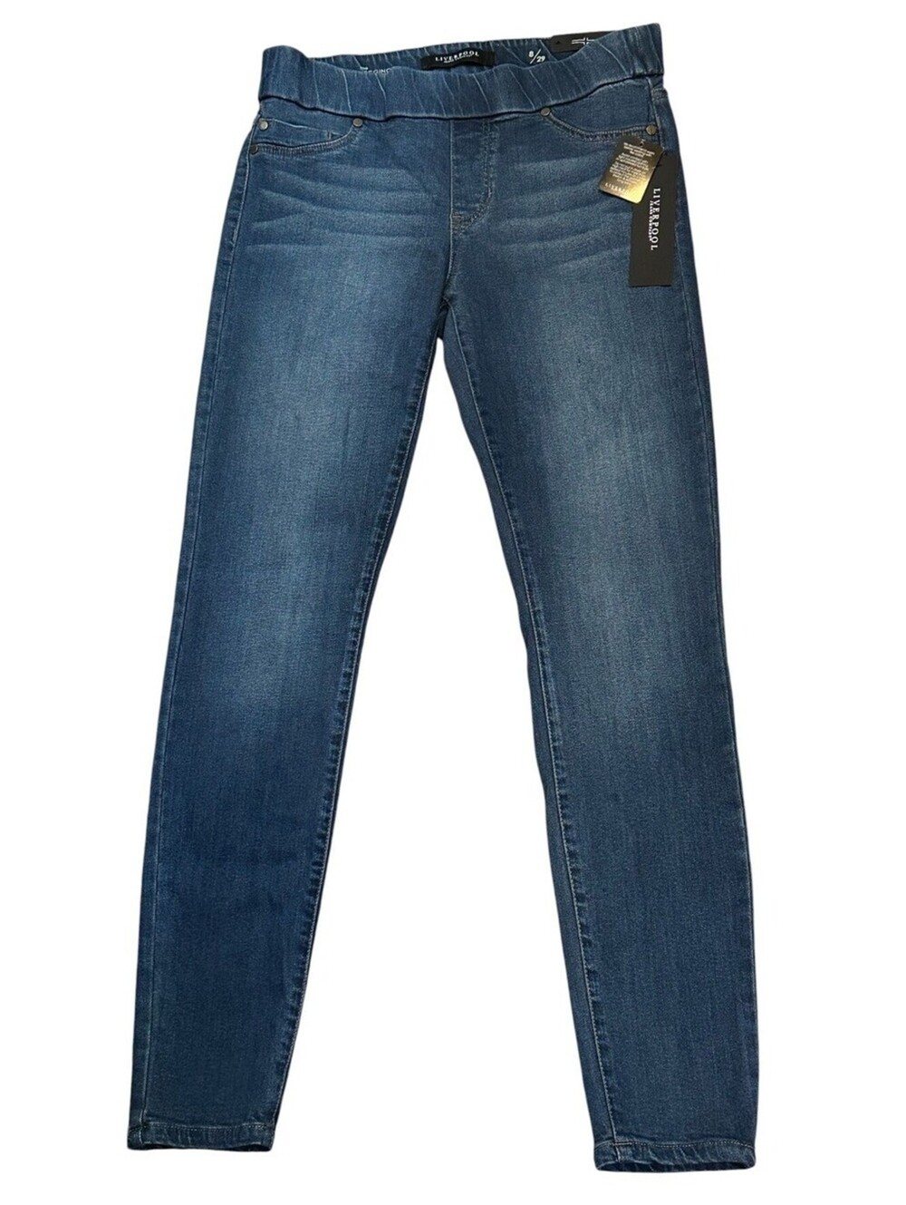 Liverpool 8/29 Denim Legging Pull On Skinny Jeans NWT Stretch Preppy Faded Blue